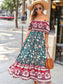 Multicolor Off-Shoulder Bohemian Dress