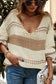 V Neck Color Block Textured Sweater