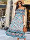 Multicolor Off-Shoulder Bohemian Dress