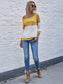 Anna-Kaci Asymmetrical Neck Long Sleeve Solid Color Block Top for Women