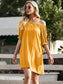 Anna-Kaci Backless Tunic Blouse with Ruffle Half Sleeves and Boat Neckline for Women Small 0-4 / Sunrise Yellow