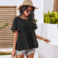 Anna-Kaci Basic Short Sleeve Rufle Tiered Blouse Round Neckline for Women