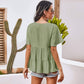 Anna-Kaci Basic Short Sleeve Rufle Tiered Blouse Round Neckline for Women