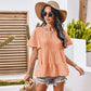 Anna-Kaci Basic Short Sleeve Rufle Tiered Blouse Round Neckline for Women