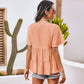 Anna-Kaci Basic Short Sleeve Rufle Tiered Blouse Round Neckline for Women