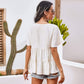 Anna-Kaci Basic Short Sleeve Rufle Tiered Blouse Round Neckline for Women