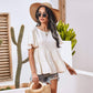 Anna-Kaci Basic Short Sleeve Rufle Tiered Blouse Round Neckline for Women
