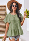 Anna-Kaci Basic Short Sleeve Rufle Tiered Blouse Round Neckline for Women