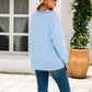 Anna-Kaci Basic Solid Round Neck Long Sleeve Simple Light Top for Women Large 8-10 / Blue