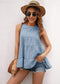 Anna-Kaci Basic Solid Ruffle Summer Tier Sleeveless Tank Blouse for Women