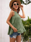 Anna-Kaci Basic Solid Ruffle Summer Tier Sleeveless Tank Blouse for Women