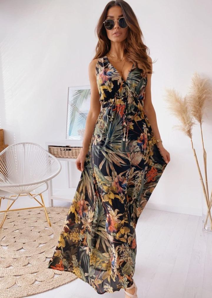 Anna-Kaci Beach Paradise Floral Print Maxi Dress for Women