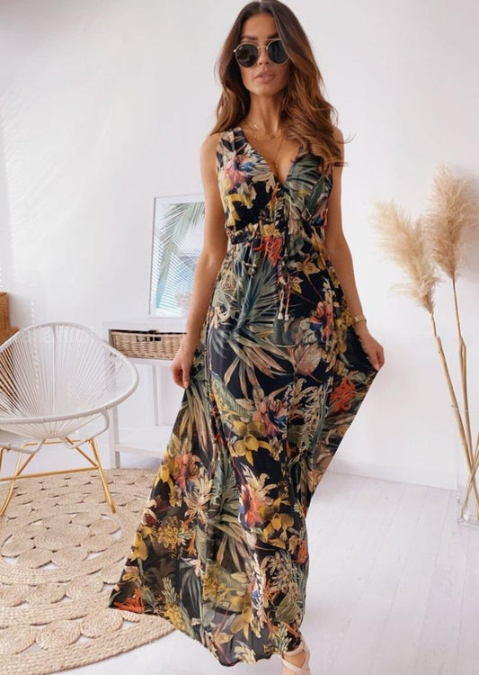 Anna-Kaci Beach Paradise Floral Print Maxi Dress for Women