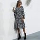 Anna-Kaci Boho Floral Paisley Print Ruffle Long Sleeve Midi