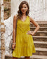 Anna-Kaci Boho Sleeveless Tunic Dress A Line Sweetheart Neck with Tassels for Women Sunrise Yellow / Small 0-4