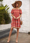 Anna-Kaci Boho Versatile Off Shoulder Floral Print Tunic Dress Square Neck for Women