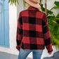 Anna-Kaci Buffalo Plaid Patterned Fluffy Fleece Quarter Zip Jacket for Women 2XL 12-14 / Burgundy