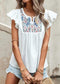 Anna-Kaci Butterfly Floral Print Yoke Ruffle Short Sleeve Blouse for Women