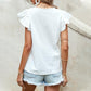 Anna-Kaci Butterfly Floral Print Yoke Ruffle Short Sleeve Blouse for Women