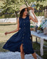 Anna-Kaci Button Down Adjustable Dress Flared Sleeveless Dress | Anna-Kaci Navy Blue / Small 0-4