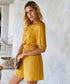 Anna-Kaci Button Down Romper Smocked Waist with Short Sleeves for Women Sunrise Yellow / Small 0-4