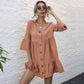 Anna-Kaci Button Down Ruffle Tier Oversized Mini Dress