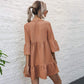 Anna-Kaci Button Down Ruffle Tier Oversized Mini Dress