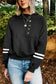 Anna-Kaci Button Front Detail Striped Long Sleeve Relaxed Fit Hoodie for Women
