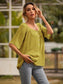 Anna-Kaci Button Front Gathered U Neck Short Sleeve Textured Blouse