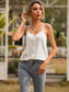 Anna-Kaci Button Front Lightweight Cami Semi Sheer Summer Tank Top for Women Small 0-4 / White