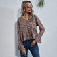 Anna-Kaci Cheetah Print Long Ruffle Sleeve Soft Peplum Blouse for Women