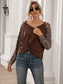 Anna-Kaci Cheetah Print Long Sleeve 2 Tone Top for Women Large 8-10 / Brown