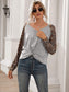 Anna-Kaci Cheetah Print Long Sleeve 2 Tone Top for Women Large 8-10 / Gray