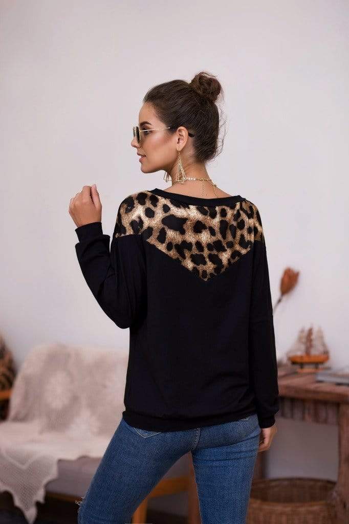 Anna-Kaci Cheetah Print Long Sleeve Boat Neck Long Sleeve Top