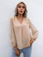 Anna-Kaci Clip Dot Bell Sheer Long Sleeve Blouse V Neckline for Women