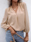 Anna-Kaci Clip Dot Bell Sheer Long Sleeve Blouse V Neckline for Women Large 8-10 / Beige