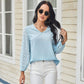 Anna-Kaci Clip Dot Long Sleeve Sheer V Neck Causal Blouse Top for Women