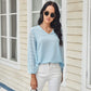 Anna-Kaci Clip Dot Long Sleeve Sheer V Neck Causal Blouse Top for Women