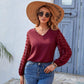 Anna-Kaci Clip Dot Long Sleeve Sheer V Neck Causal Blouse Top for Women Large 8-10 / Burgundy