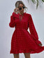 Anna-Kaci Clip Dot Long Sleeve Tunic Semi Sheer Swing Dress for Women Large 8-10 / Red