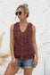 Anna-Kaci Clip Dot Ruffle Neck Button Front Tank Top for Women Large 8-10 / Brown