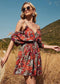 Anna-Kaci Cold Shoulder Cami Floral Swing Dress for Women