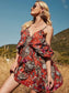 Anna-Kaci Cold Shoulder Cami Floral Swing Dress for Women