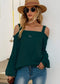 Anna-Kaci Cold Shoulder Oversized Loose Fit Casual Long Sleeve Top Solid for Women 2XL 12-14 / Dark Green