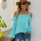 Anna-Kaci Cold Shoulder Oversized Loose Fit Casual Long Sleeve Top Solid for Women