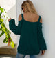 Anna-Kaci Cold Shoulder Oversized Loose Fit Casual Long Sleeve Top Solid for Women