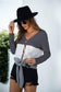 Anna-Kaci Color Block Button Up Knitted Tied Front Long Sleeve Top