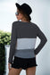 Anna-Kaci Color Block Button Up Knitted Tied Front Long Sleeve Top