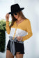 Anna-Kaci Color Block Button Up Knitted Tied Front Long Sleeve Top