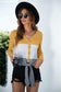 Anna-Kaci Color Block Button Up Knitted Tied Front Long Sleeve Top Large 8-10 / Yellow